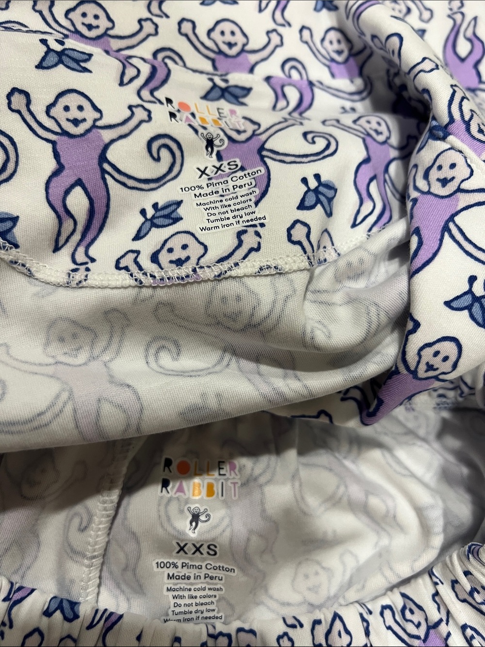 Roller Rabbit Monkey Polo Pajama Set size XXS lavender - Picture 6 of 6